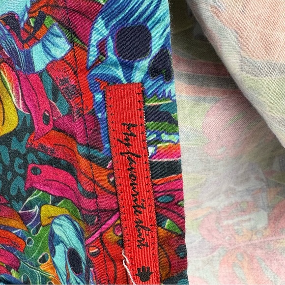 Luchiano Visconti Skull Print Button Down Shirt Small Colorful Cotton - Picture 3 of 8